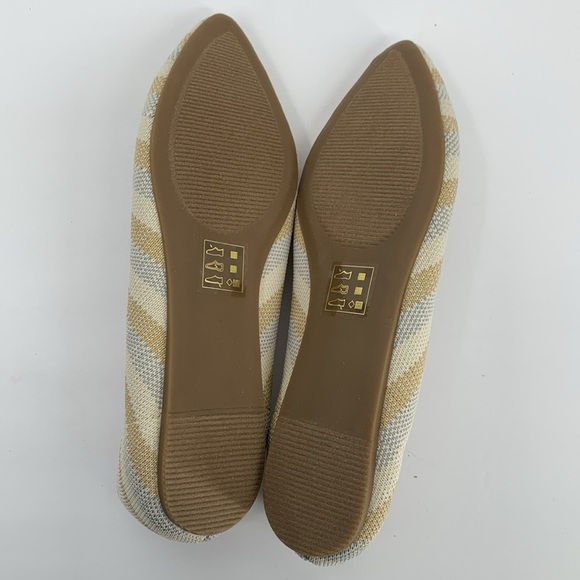 Market & Spruce Keeley woven knit ballet flat stripe stretch shoe tan gray new 9 - Picture 6 of 7
